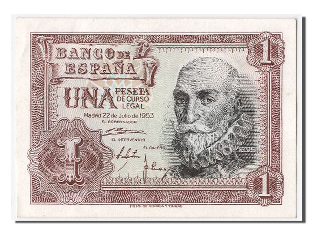 Banknote, Spain, 1 Peseta, 1953, 1953-07-22, UNC(60-62)