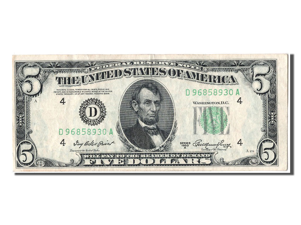 United States, Five Dollars, 1950, KM #1806, AU(55-58), D96858930A