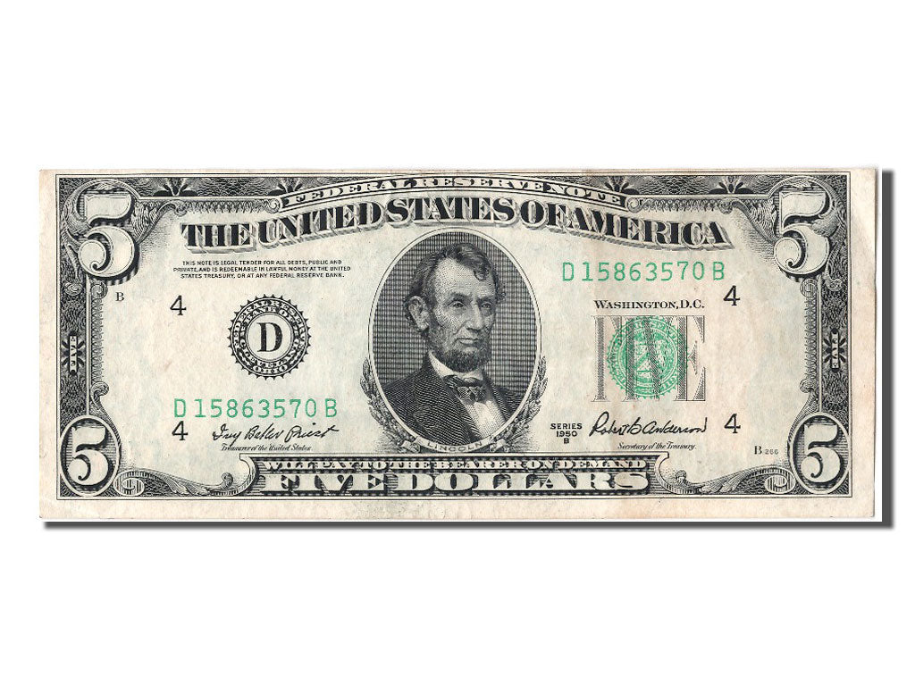 United States, Five Dollars, 1950, KM #1818, AU(55-58), D15863570B