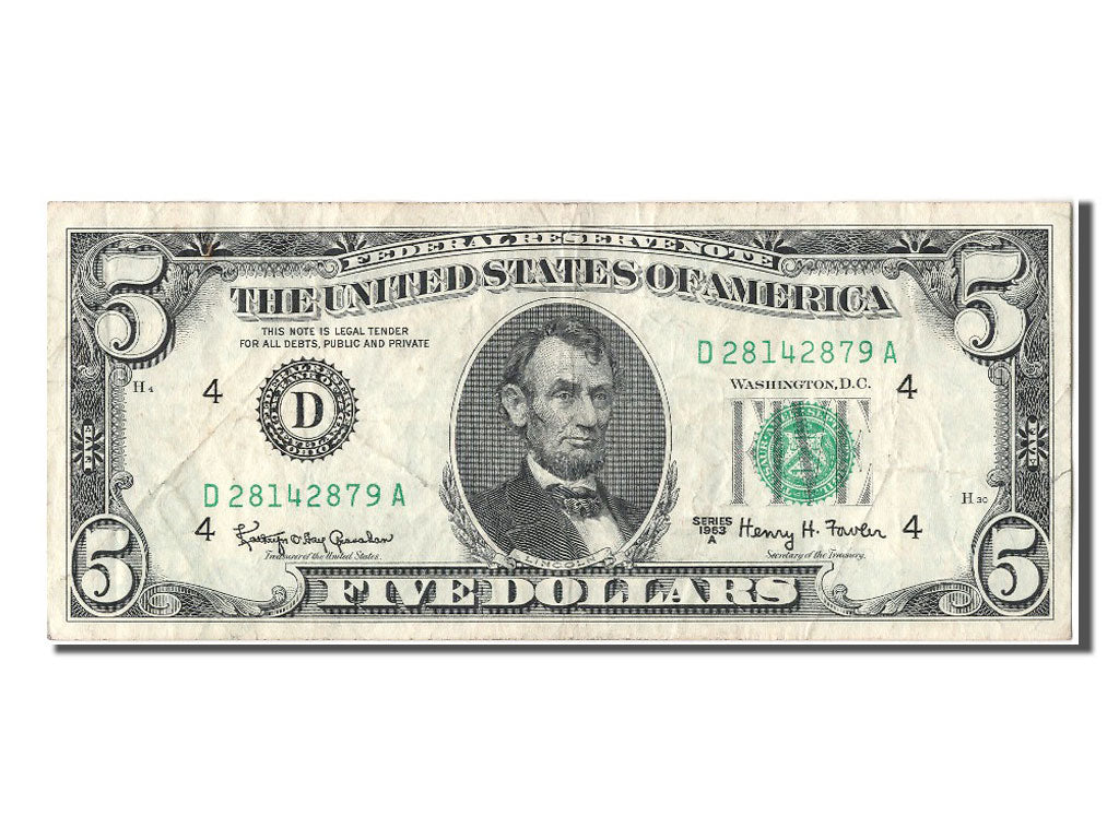 United States, 5 Dollars, 1963, EF(40-45), D28142879A
