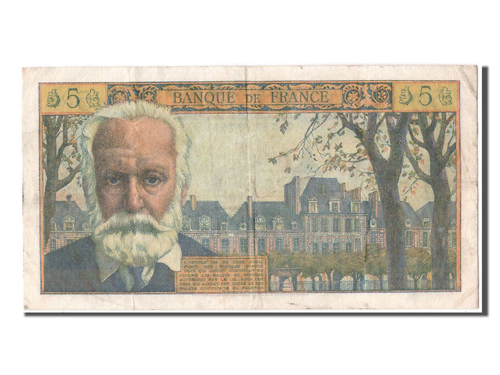 Banknote, France, 5 Nouveaux Francs, 5 NF 1959-1965 ''Victor Hugo'', 1961