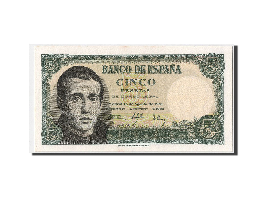 Banknote, Spain, 5 Pesetas, 1951, 1951-08-16, UNC(65-70)