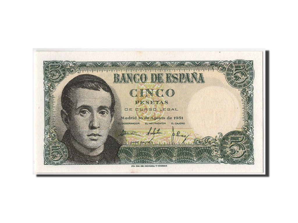 Banknote, Spain, 5 Pesetas, 1951, 1951-08-16, UNC(65-70)