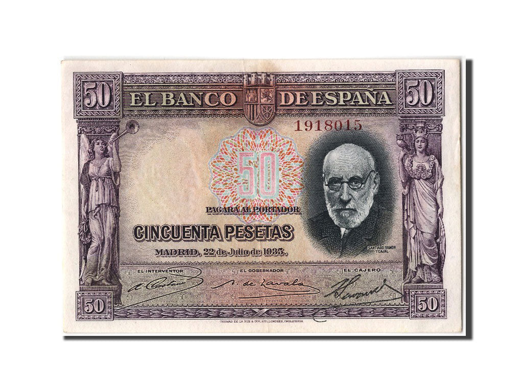 Spain, 50 Pesetas, 1935, KM #88, 1935-07-22, UNC(63), 1918015