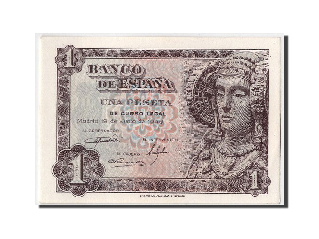 Banknote, Spain, 1 Peseta, 1948, 1948-06-19, UNC(65-70)