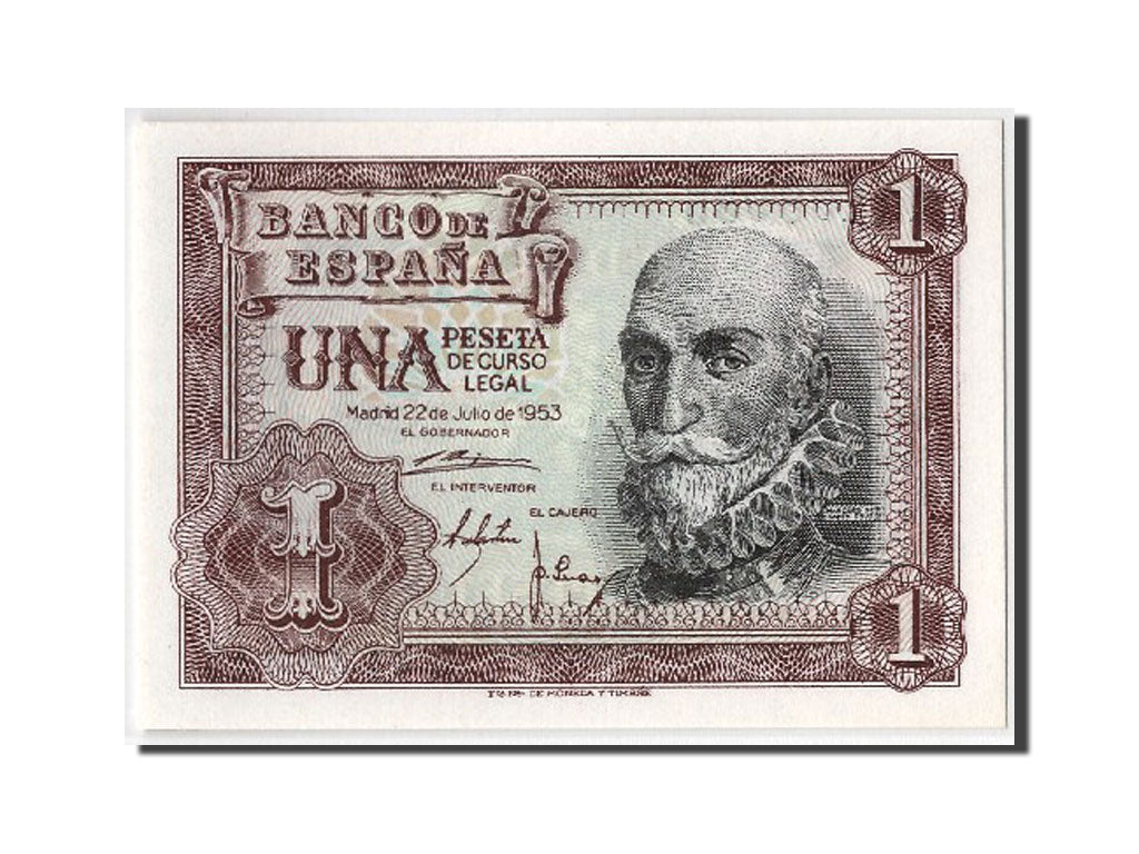 Banknote, Spain, 1 Peseta, 1953, 1953-07-22, UNC(65-70)