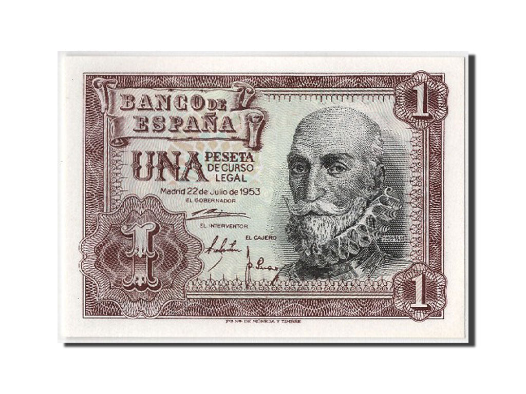 Banknote, Spain, 1 Peseta, 1953, 1953-07-22, UNC(65-70)