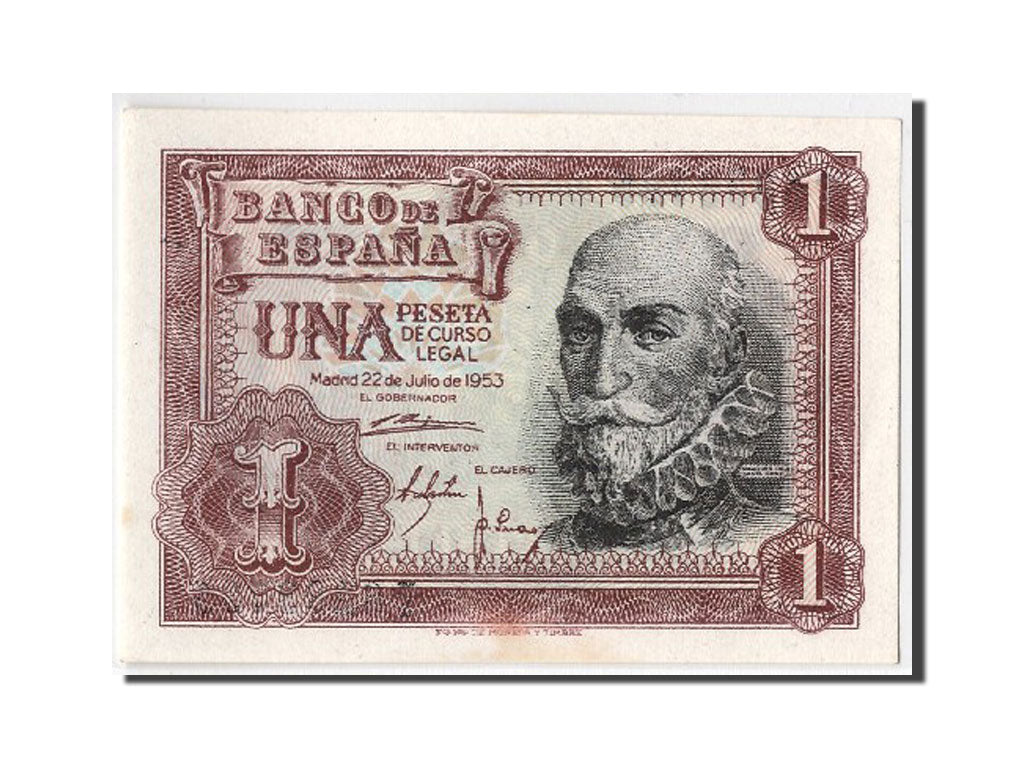 Banknote, Spain, 1 Peseta, 1953, 1953-07-22, UNC(65-70)