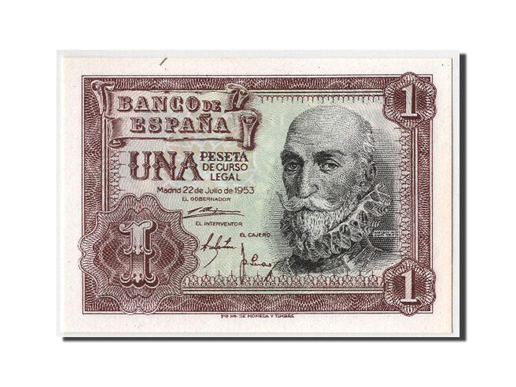 Banknote, Spain, 1 Peseta, 1953, 1953-07-22, UNC(65-70)