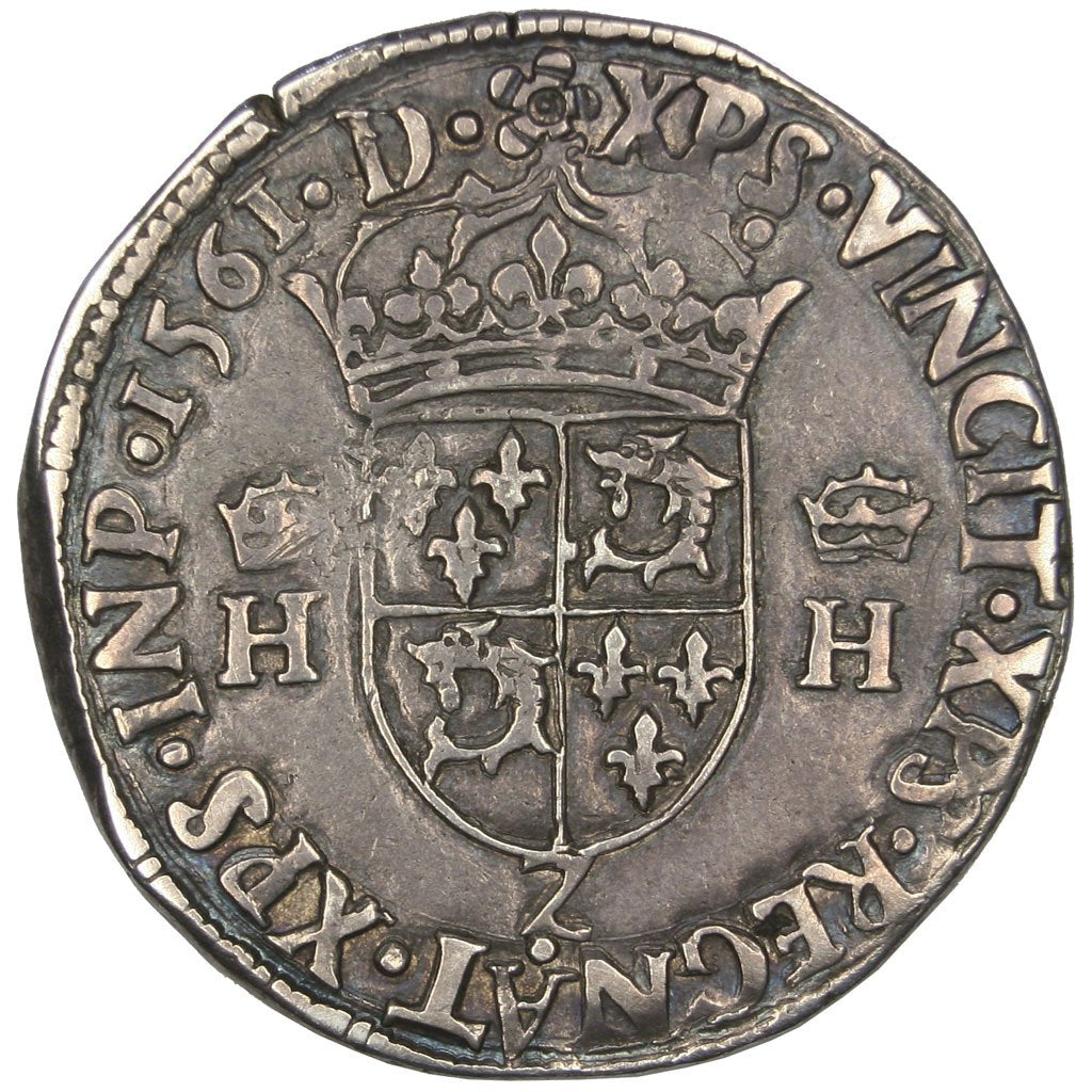 FRANCE, Teston, 1561, Grenoble, EF(40-45), Silver, Sombart #4596, 9.41