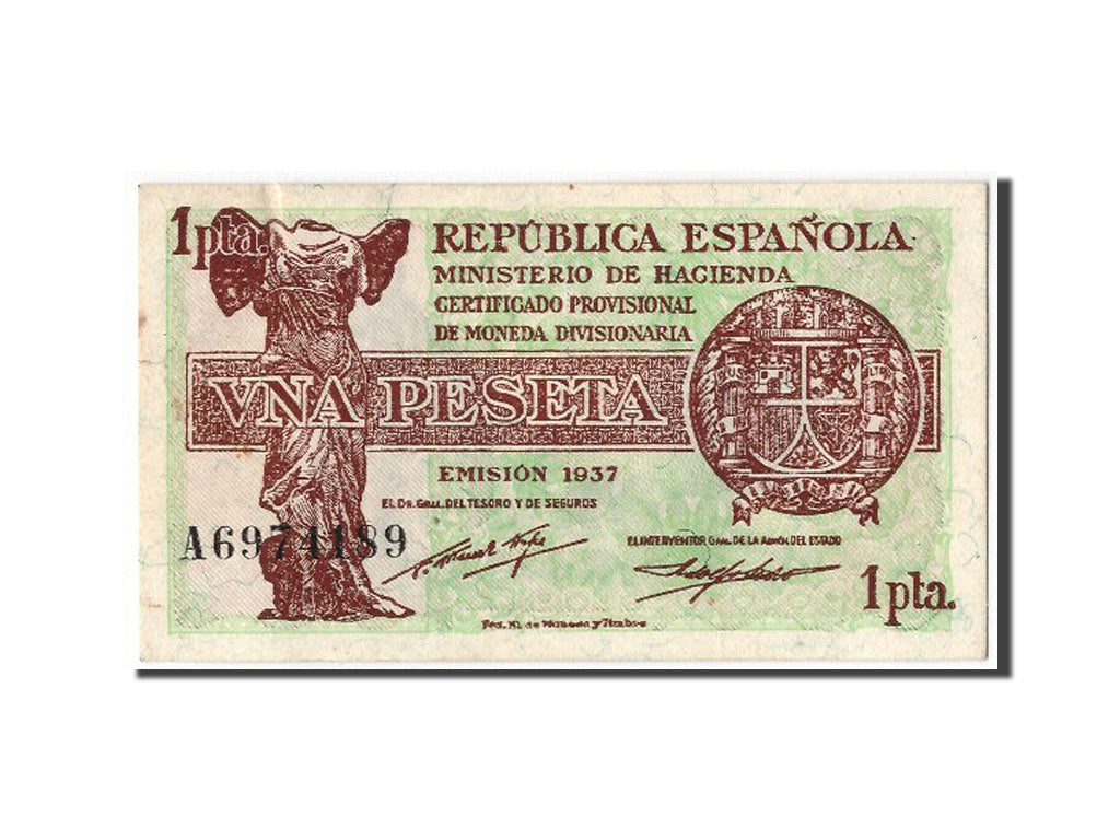 Biljet, Spanje, 1 Peseta, 1937, SPL