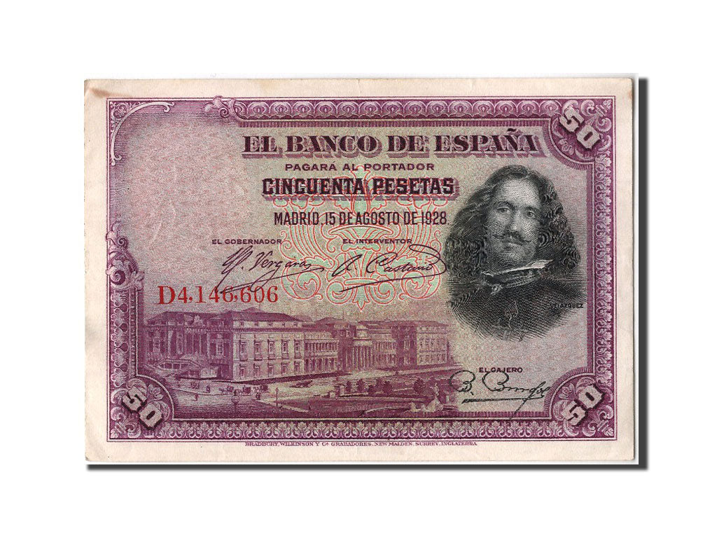 Banknote, Spain, 50 Pesetas, 1928, 1928-08-15, AU(55-58)