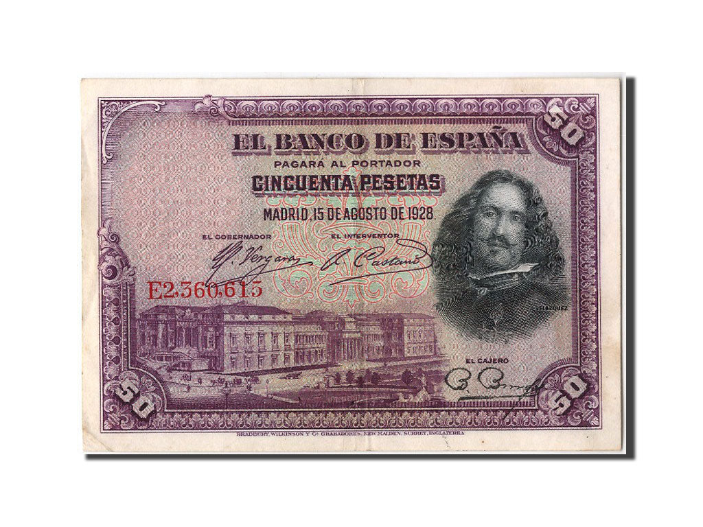 Banknote, Spain, 50 Pesetas, 1928, 1928-08-15, AU(55-58)