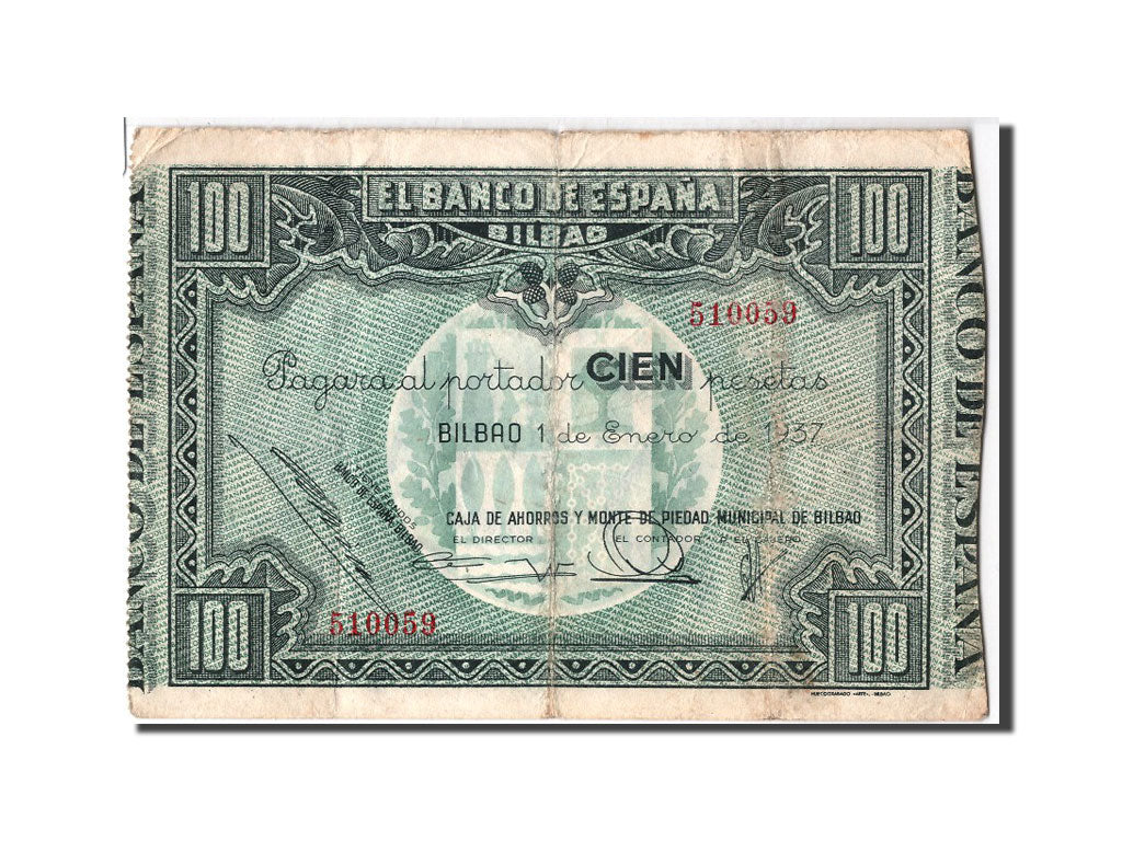 Spain, 100 Pesetas, 1937, KM #S565, 1937-01-01, EF(40-45), 510059