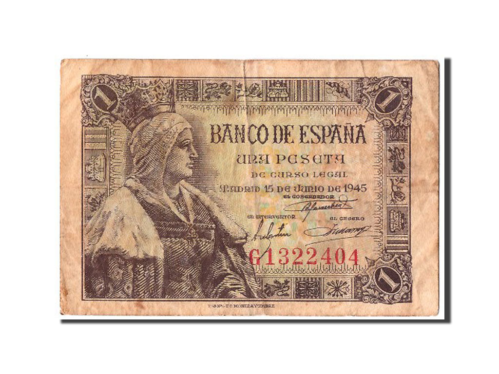 Billete, 1 Peseta, 1945, España, 1945-06-15, MBC