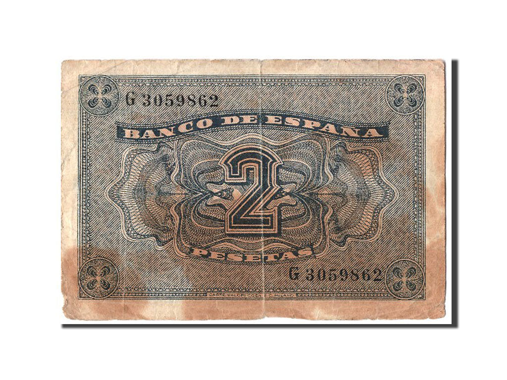 Spain, 2 Pesetas, 1938, KM #109a, 1938-04-30, VF(20-25), G3059862