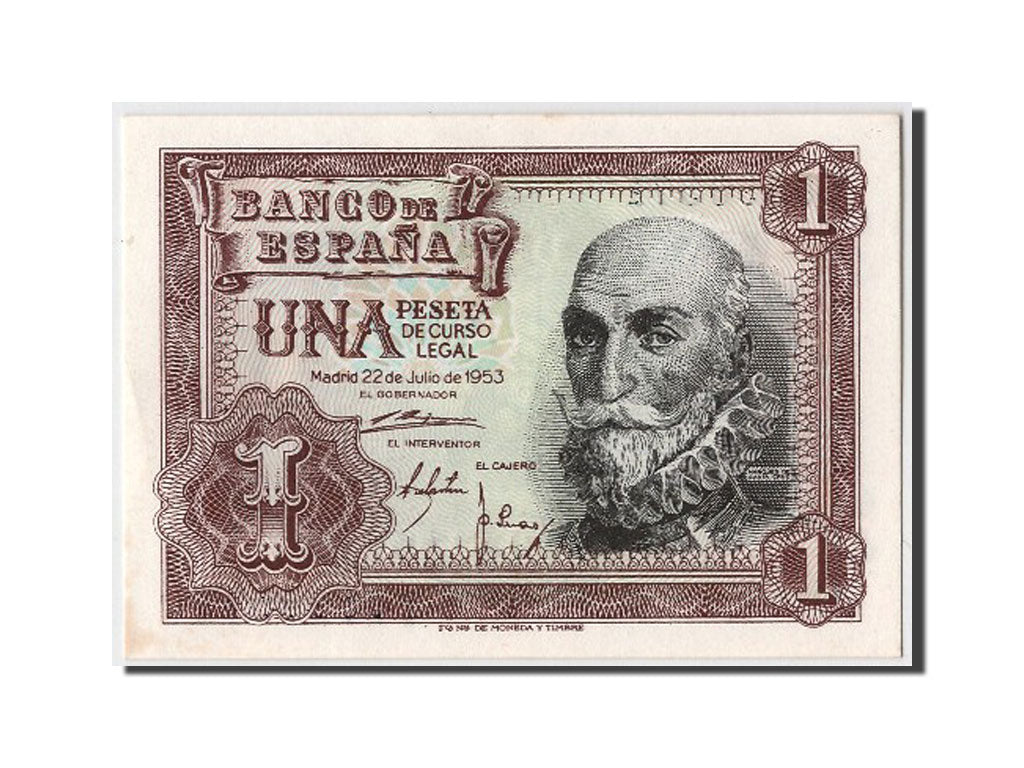 Banknote, Spain, 1 Peseta, 1953, 1953-07-22, UNC(63)