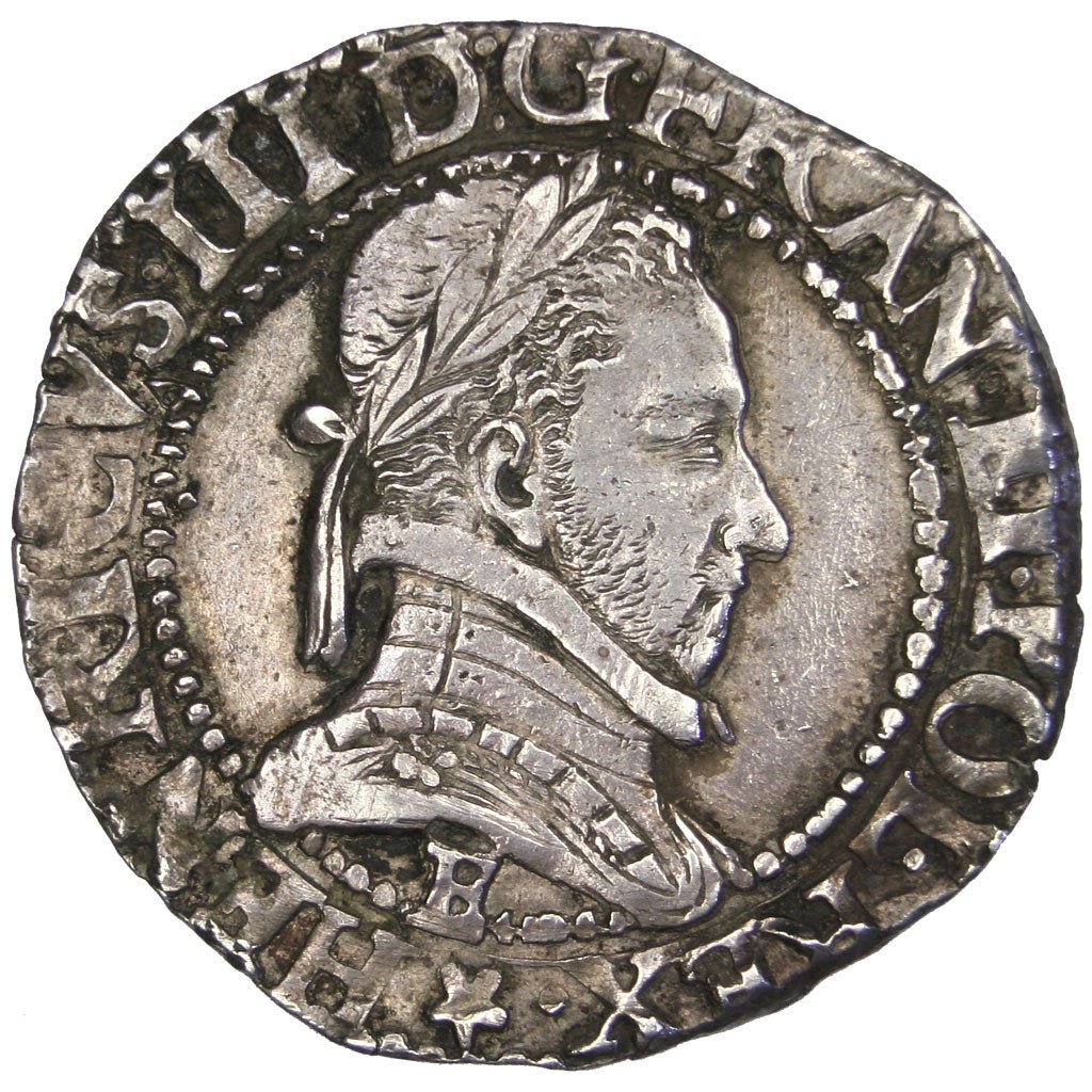 FRANCE, Demi Franc, 1587, Tours, AU(50-53), Silver, Sombart #4716, 7.07