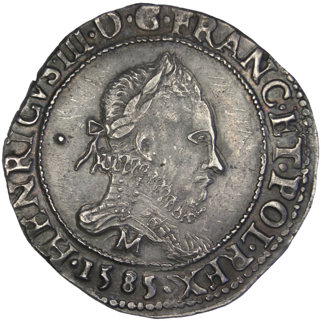 Francia, Franc au Col Plat, 1585, Toulouse, BB+, Argento, Sombart:4720