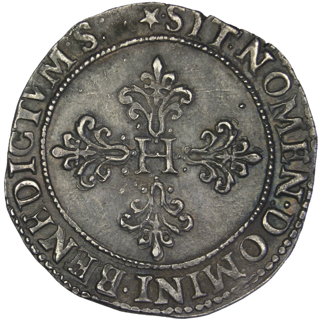 Francia, Franc au Col Plat, 1585, Toulouse, BB+, Argento, Sombart:4720