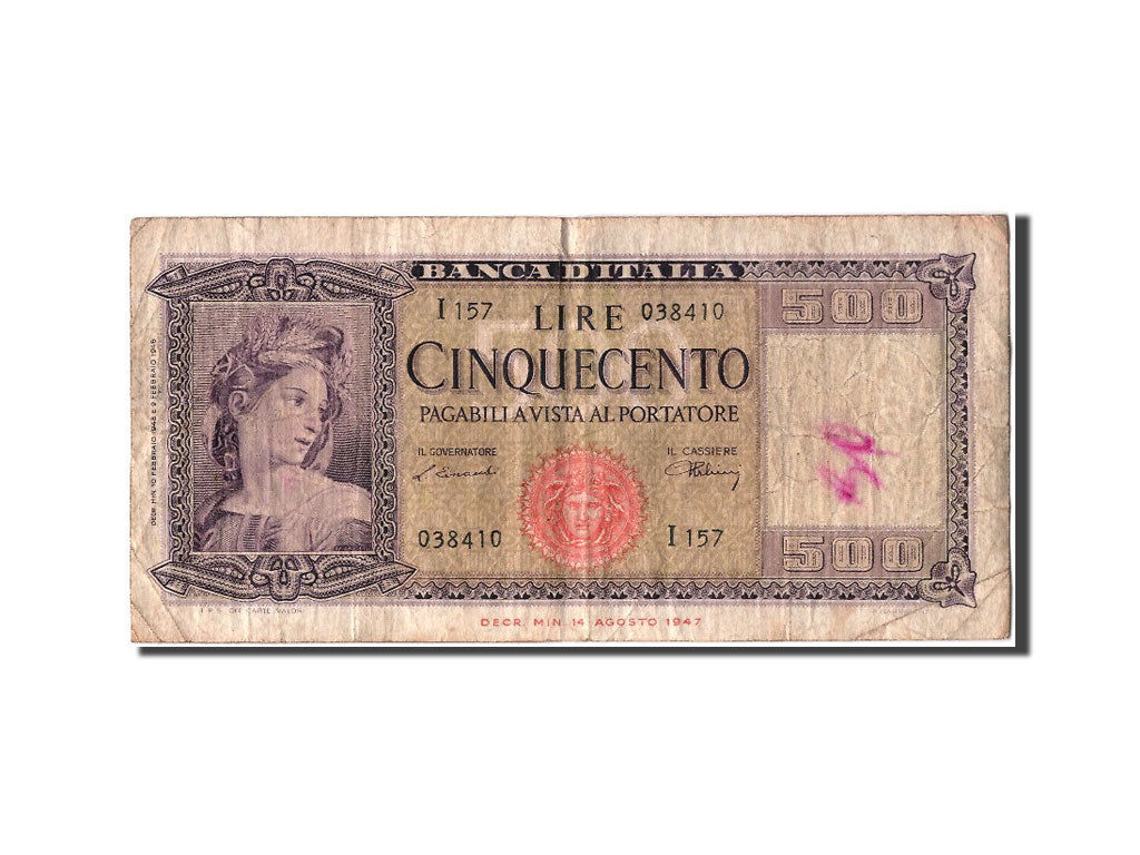 Italy, 500 Lire, 1948, 1948-02-10, VF(20-25)