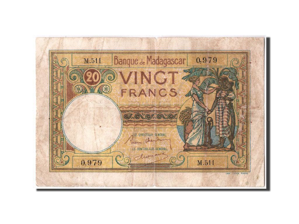 Madagascar, 20 Francs, KM #37, VF(20-25), M.511 0979