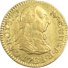 SPAIN, 1/2 Escudo, 1788, Seville, KM #425.2, AU(50-53), Gold, 1.75