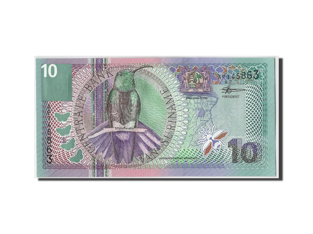 Banknot, Suriname, 10 Gulden, 2000, 2000-01-01, UNC(65-70)