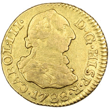 SPAIN, 1/2 Escudo, 1788, Seville, KM #425.2, EF(40-45), Gold, 1.72