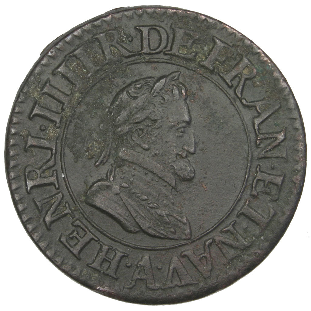 FRANCE, Double Tournois, 1604, Paris, EF(40-45), Copper, CGKL #222, 3.33