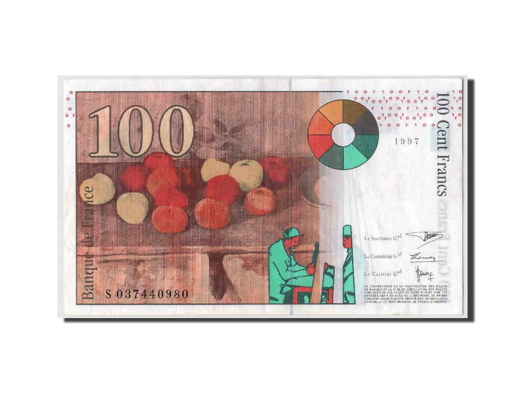 Banknote, France, 100 Francs, 100 F 1997-1998 ''Cézanne'', 1997, AU(55-58)