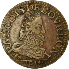 Moneta, TERYTORIA FRANCUSKIE, CHÂTEAU-REGNAULT, Liard, 1614, AU(50-53), Miedź