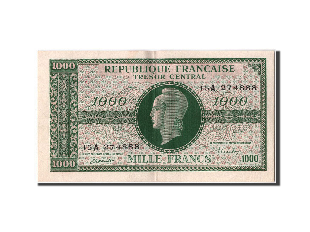 Banknot, Francja, 1000 Francs, Marianne, UNC(60-62), Fayette:VF 12.1, KM:107