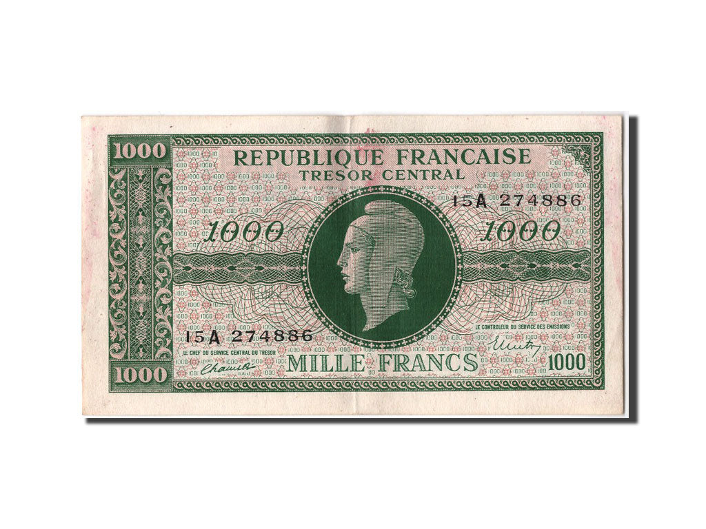 Banknot, Francja, 1000 Francs, Marianne, UNC(60-62), Fayette:VF 12.1, KM:107