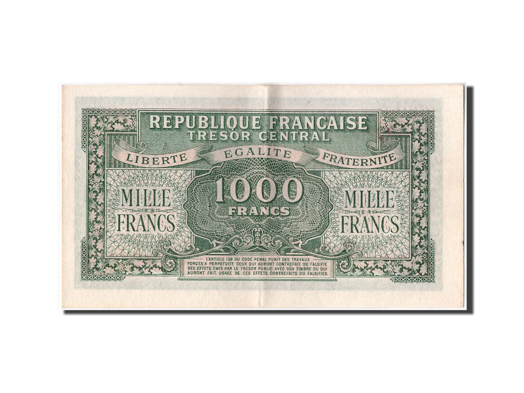 Billete, Francia, 1000 Francs, 1943-1945 Marianne, EBC+, Fayette:VF 12.1, KM:107