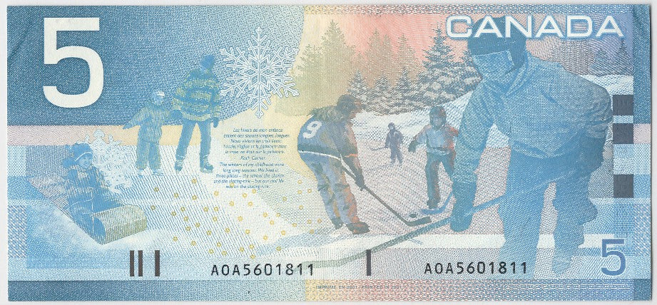Canada, 5 Dollars, 2001, KM #101a, UNC(60-62), AOA5601811