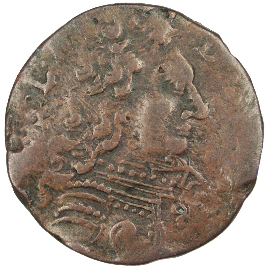 FRANCE, Liard, 1712, Montbéliard, VF(30-35), Copper, Boudeau #1303, 2.92