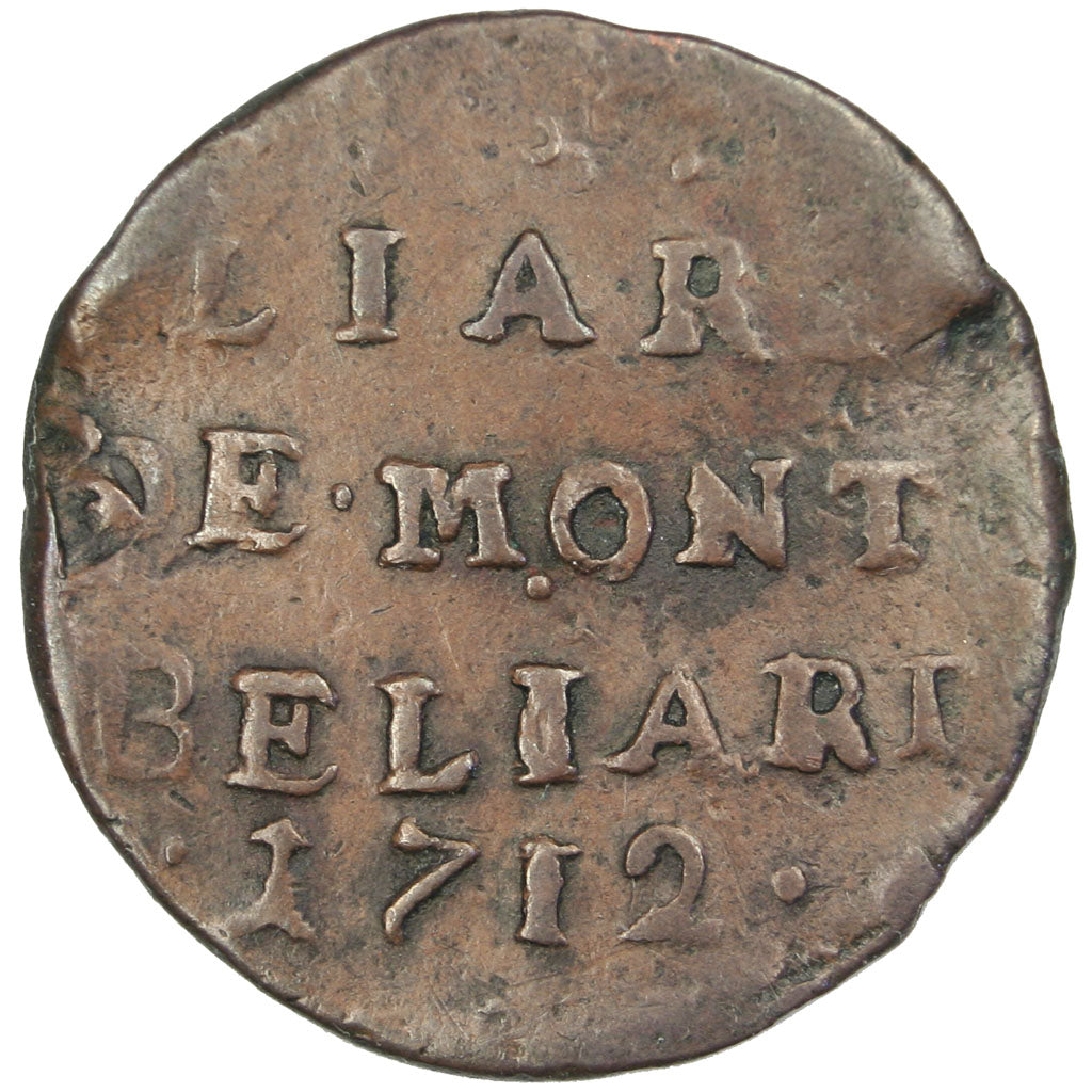 FRANCE, Liard, 1712, Montbéliard, VF(30-35), Copper, Boudeau #1303, 2.92
