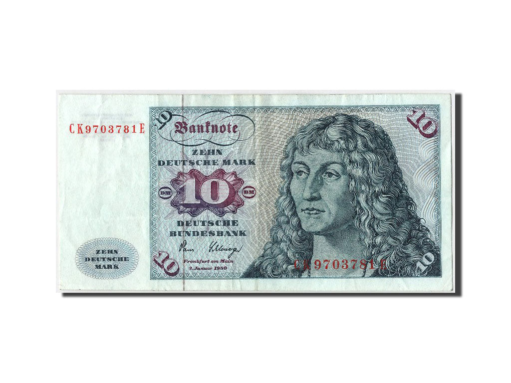 Banconote, GERMANIA - REPUBBLICA FEDERALE, 10 Deutsche Mark, 1980, 1980-01-02