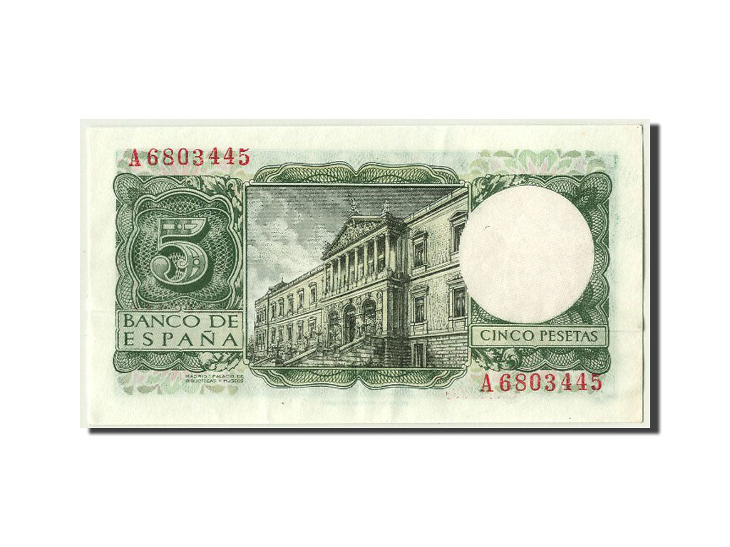 Banknote, Spain, 5 Pesetas, 1954, 1954-07-22, AU(55-58)
