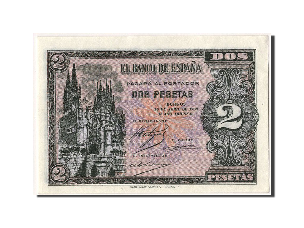 Banknot, Hiszpania, 2 Pesetas, 1938, UNC(65-70)