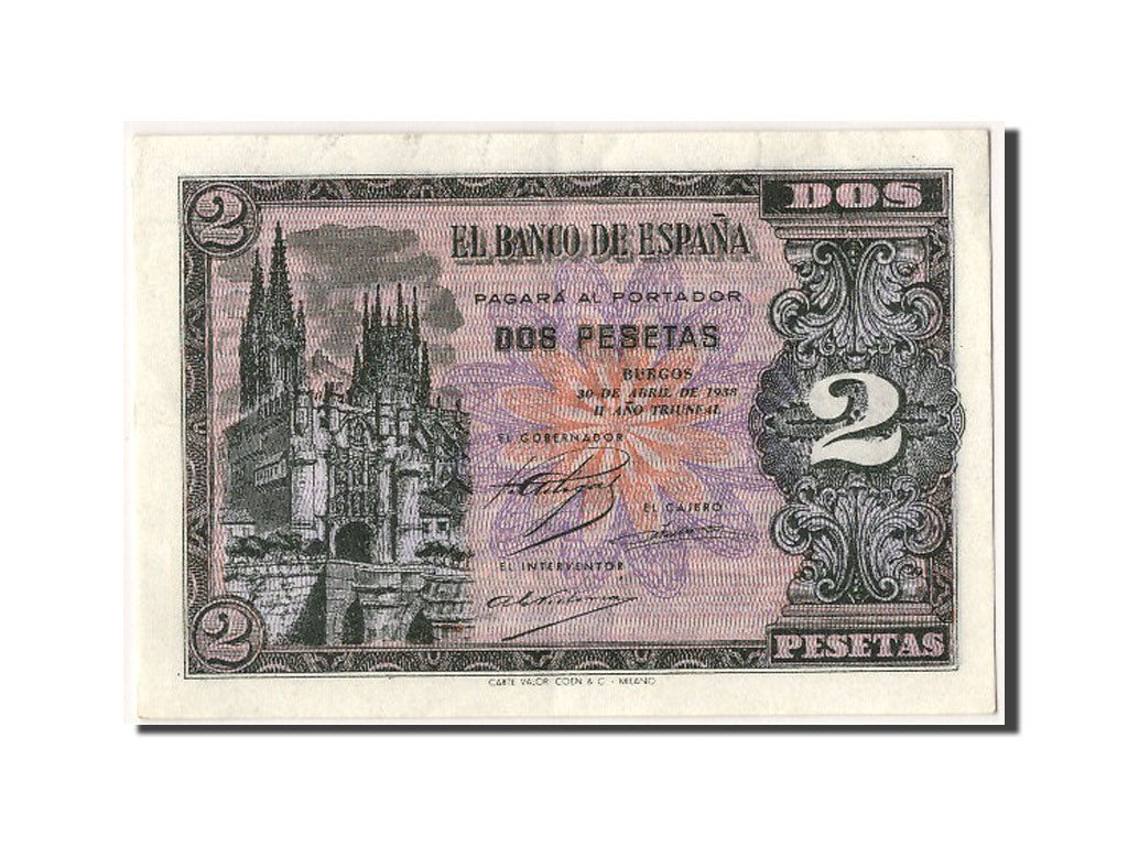 Banknot, Hiszpania, 2 Pesetas, 1938, UNC(63)