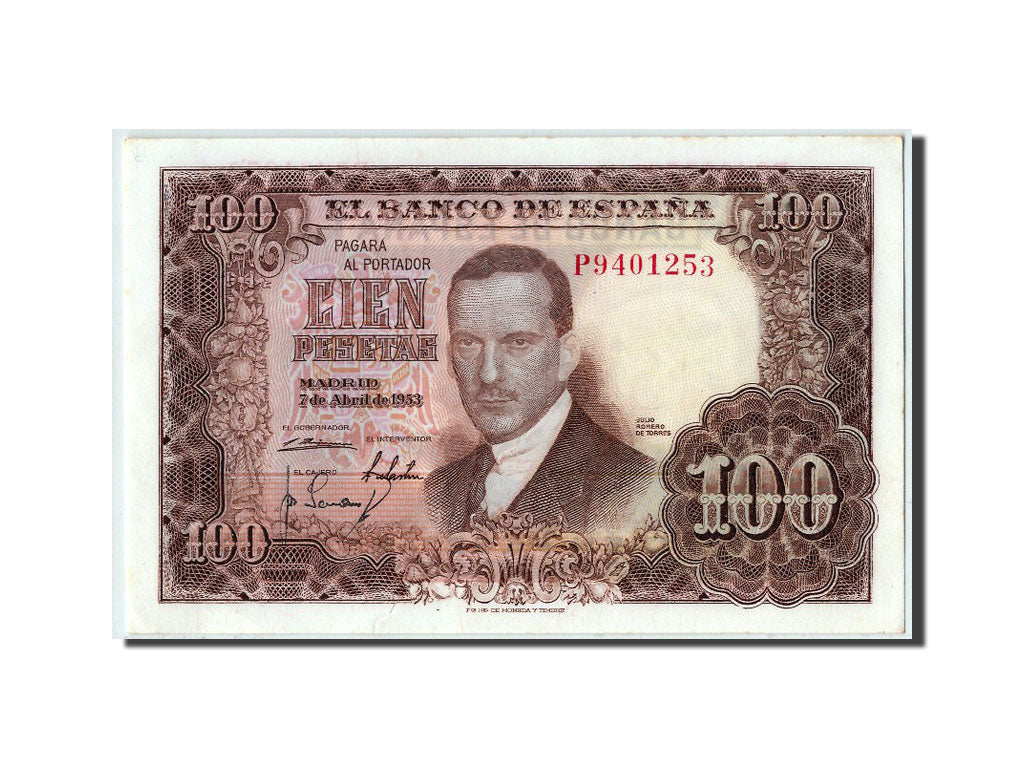 Banknote, Spain, 100 Pesetas, 1953, 1953-04-07, UNC(63)