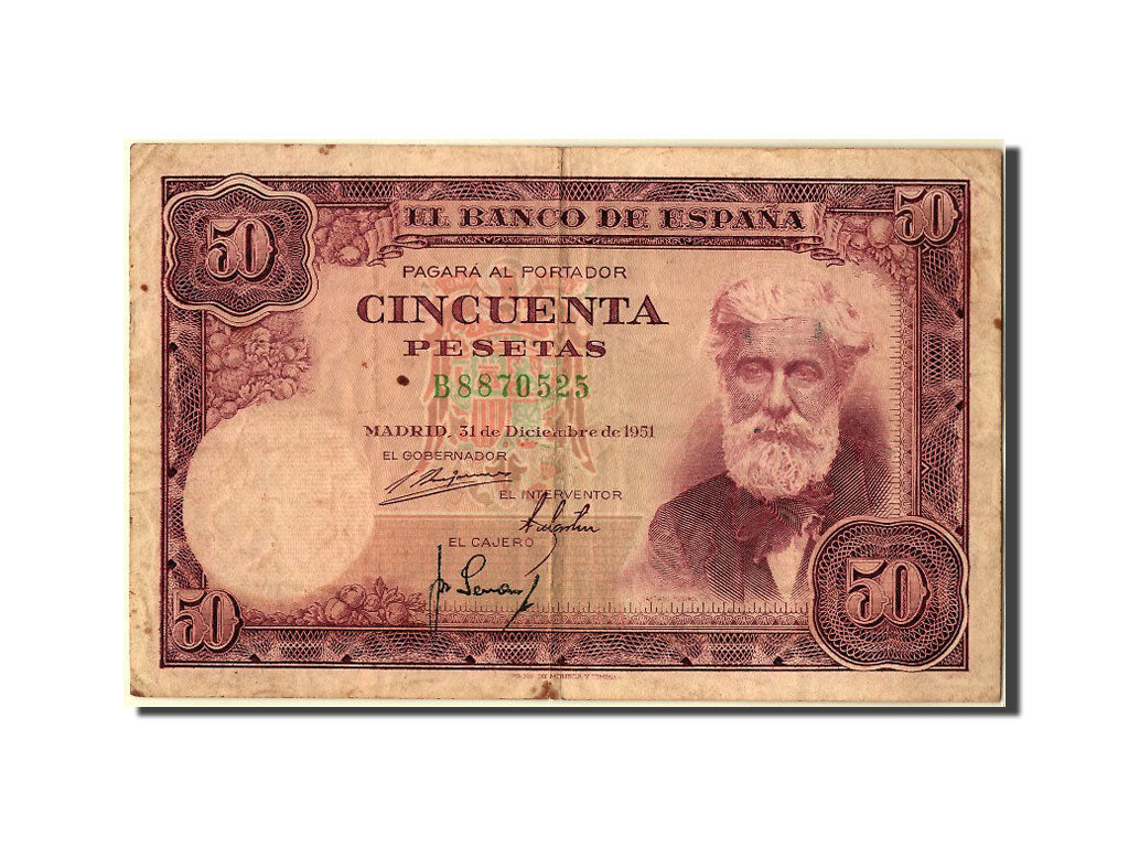 Spagna, 50 Pesetas, 1951, 1951-12-31, MB+
