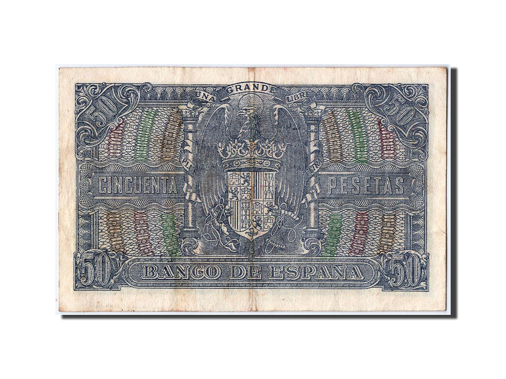 Spain, 50 Pesetas, 1940, KM #117a, 1940-01-09, AU(55-58), E0661605