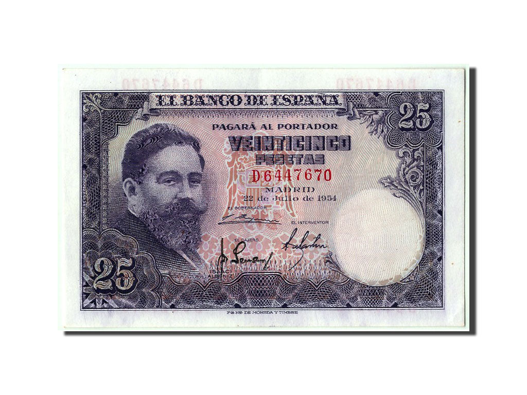 Banknote, Spain, 25 Pesetas, 1954, 1954-07-22, UNC(65-70)