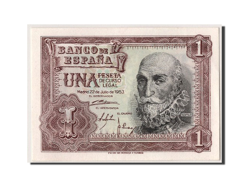 Banknote, Spain, 1 Peseta, 1953, 1953-07-22, UNC(65-70)