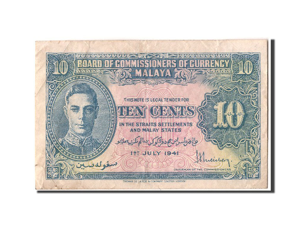 Billete, 10 Cents, 1941, MALAYA, MBC