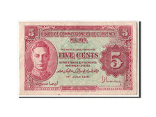 Malaya, 5 Cents, 1941, KM #7b, 1941-07-01, AU(50-53)