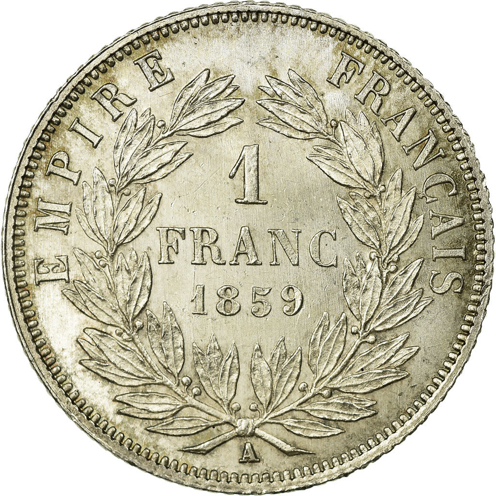 Monnaie, France, Napoleon III, Napoléon III, Franc, 1859, Paris, SPL, Argent